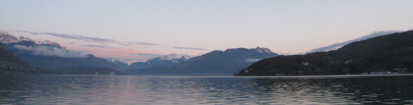 setting sun over Lake Annecy