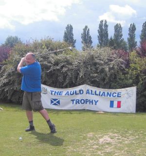 John tees off at the Auld Alliance golf trophy