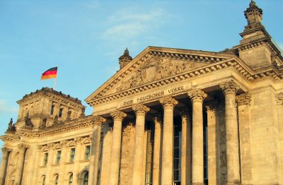 Dem Deustsche Volke is the inscription on the entrance to the Reichstag