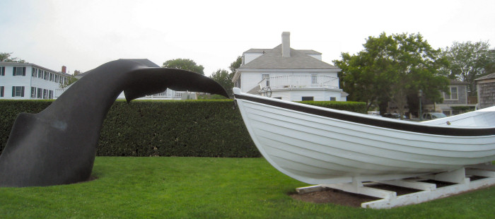 whale sculture in Edgartown, Martha's vineyard