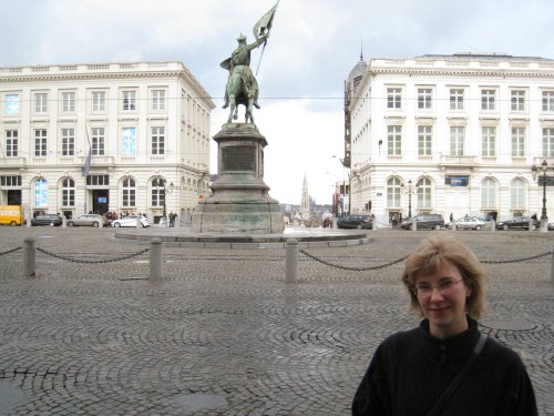 This is Fiona outside the Magritte Museum in Belgium