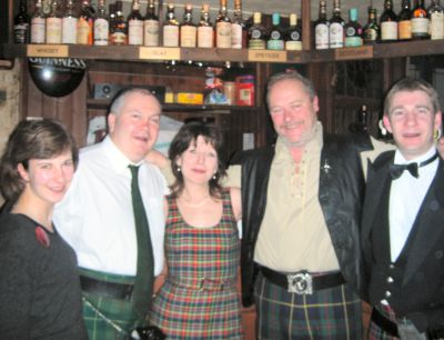 Fiona, John, Maggie, Steve and Davy at the Burns Supper at the Auld Alliance pub in Paris, France