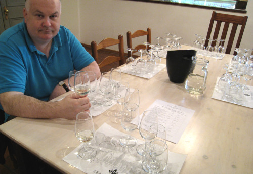 John at the start of a wine tasting session