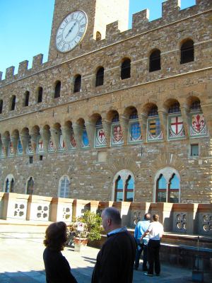 The Palazzo Vecchio is next to the Uffizi Gallery