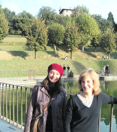 April and Fiona in the Boboli gardens, Florence