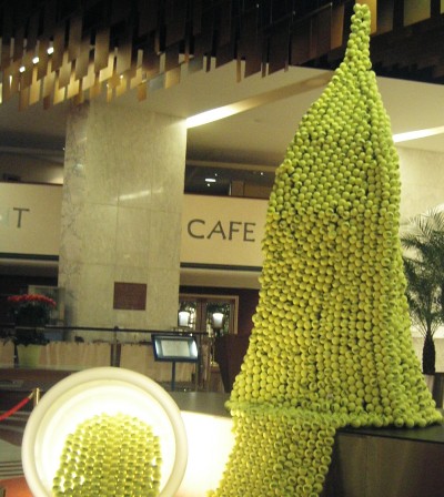 tennis ball sculpture in the hotel concorde lafayette paris