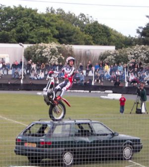 Showman and trial bike champion Steve Colley, Isle of Man