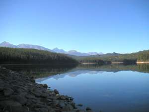 Lake Patricia was so peaceful nestled in the mountains on the outskirts of Jasper