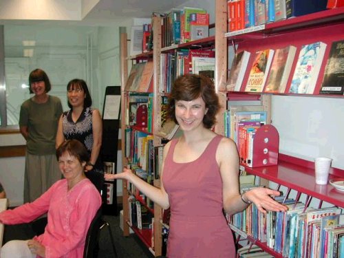 Fiona, Caroline, Trang and Jane on the library mezzanine
