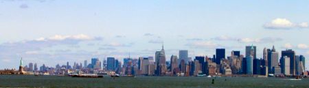 Manhatten's skyline from the Staten Island ferry