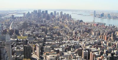 view of lower Manhattan from the top of the Empire State Building