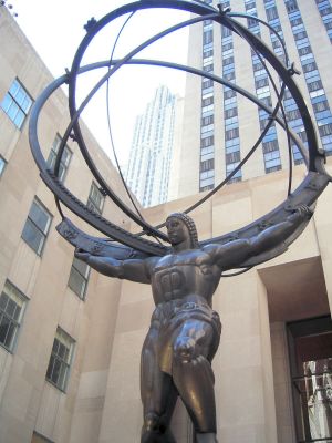 The sculpture of Atlas at the Rockefeller Center