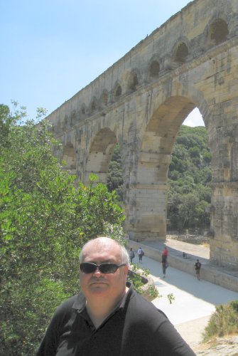John admires the view from the Pont du Gard