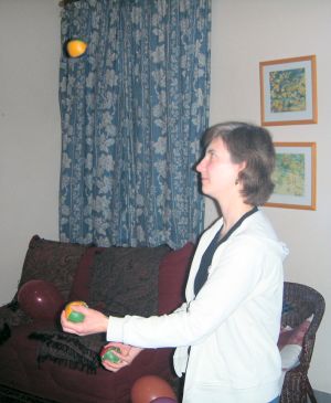 Fiona juggling at our New Year party