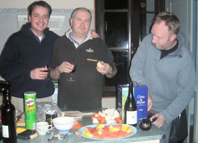 our celebrity chefs, Gareth, Neil and John in the kitchen