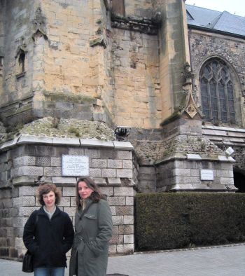 April and Fiona outisde the St Jacques church in Le Tréport, Normandy