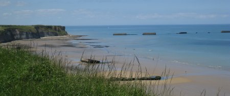 remnants of the Mulberry harbour at Arromanches