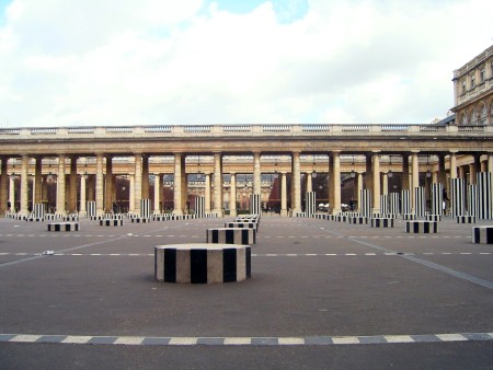 Daniel Buren's pillars at the Palais Royal in Paris