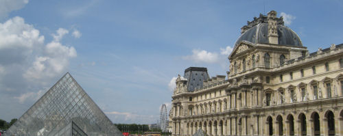 Louvre and its glass pyramids