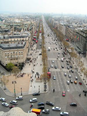 The Champs Elysées from the top of the Arc de Triomphe