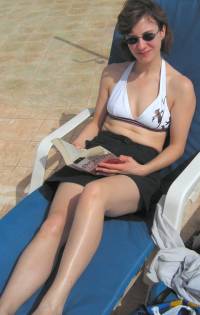 Fiona in Tunisia by the pool