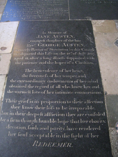 Jane Austen's tomb Winchester cathedral