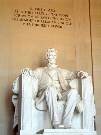 The Lincoln Memorial on the western boundary of the Mall in Washington