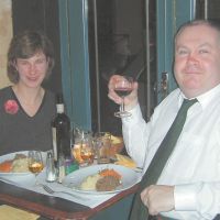 Enjoying Haggis neeps and tatties and a wee whisky