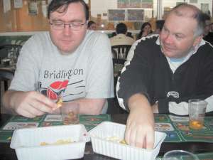 John and Andy tucking into the chips