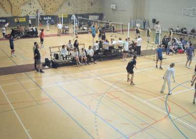 following the action on the other volleyball courts at the 24 hour volleyball tournament in Malonne