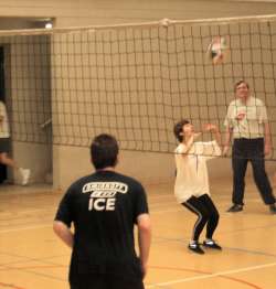 Fiona prepares to volley