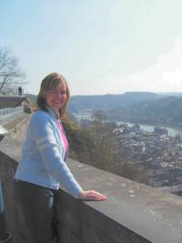 Andrea looks over the citadel walls at the Meuse Valley
