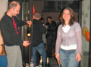 April and Joel make sure the party gets under way with plenty of booze