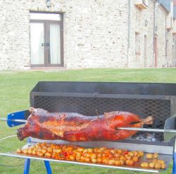 lamb roasting on a spit