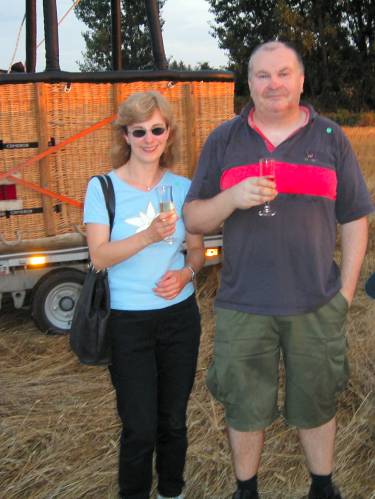 a champagne toast to celebrate our baptism of flight!