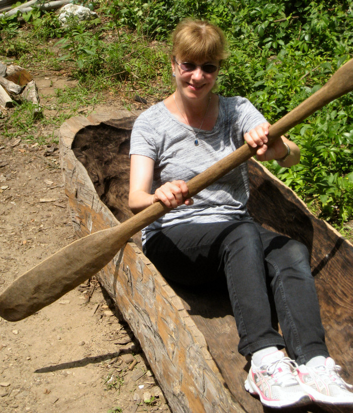 canoe at the Wampanoag Village , Plimoth Plantation, Plymouth