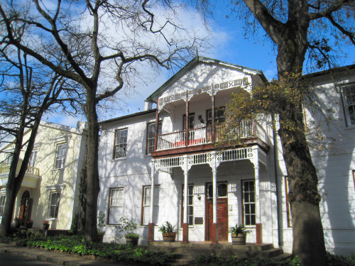 Elegant Cape Dutch style buildings in Stellenbosch