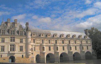 the famous arches at Chenonceau chateau in the Loire Valley