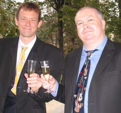 a champagne toast to the bride and groom
