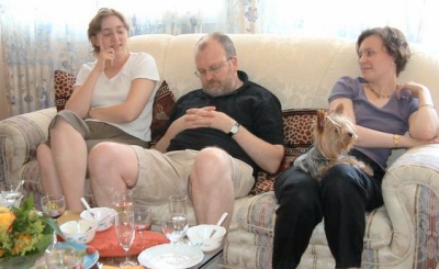 John makes himself comfortable on the sofa