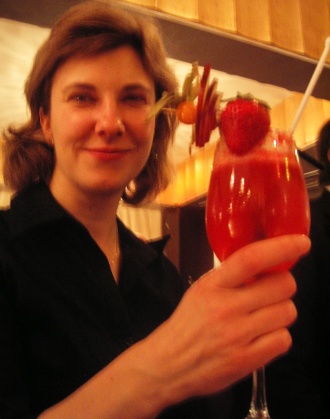 drinking a delicious strawberry champagne cocktail