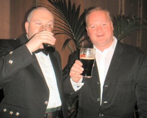 John and Des enjoying a pint