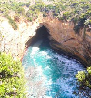 looking deep down into Loch Ard Gorge, Australia