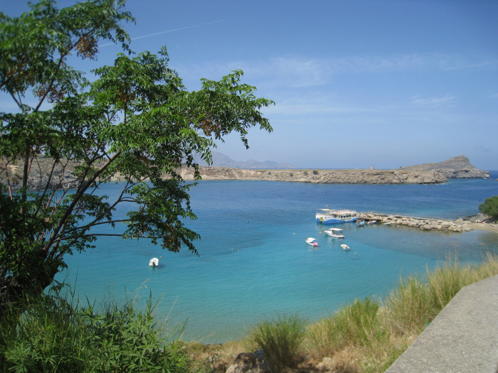 sandy beach at Lindos, Rhodes, Greece