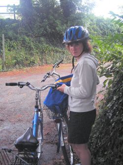 sheltering from the rain with the bikes