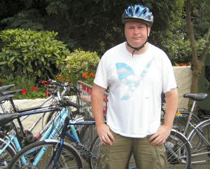 John prepares for another day's cycling