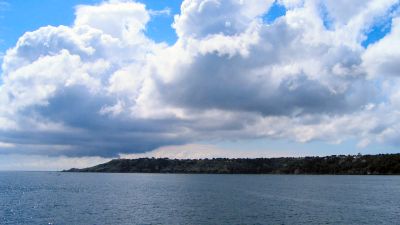 view of Guernsey from the boat on our journey to Saint Malo.