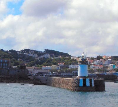 Sailing out of the harbour at Saint Peter Port, Guernsey