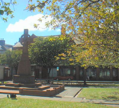 Manx cross outside the courthouse, Ramsey