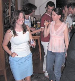 Christine and Rachel dance the night away